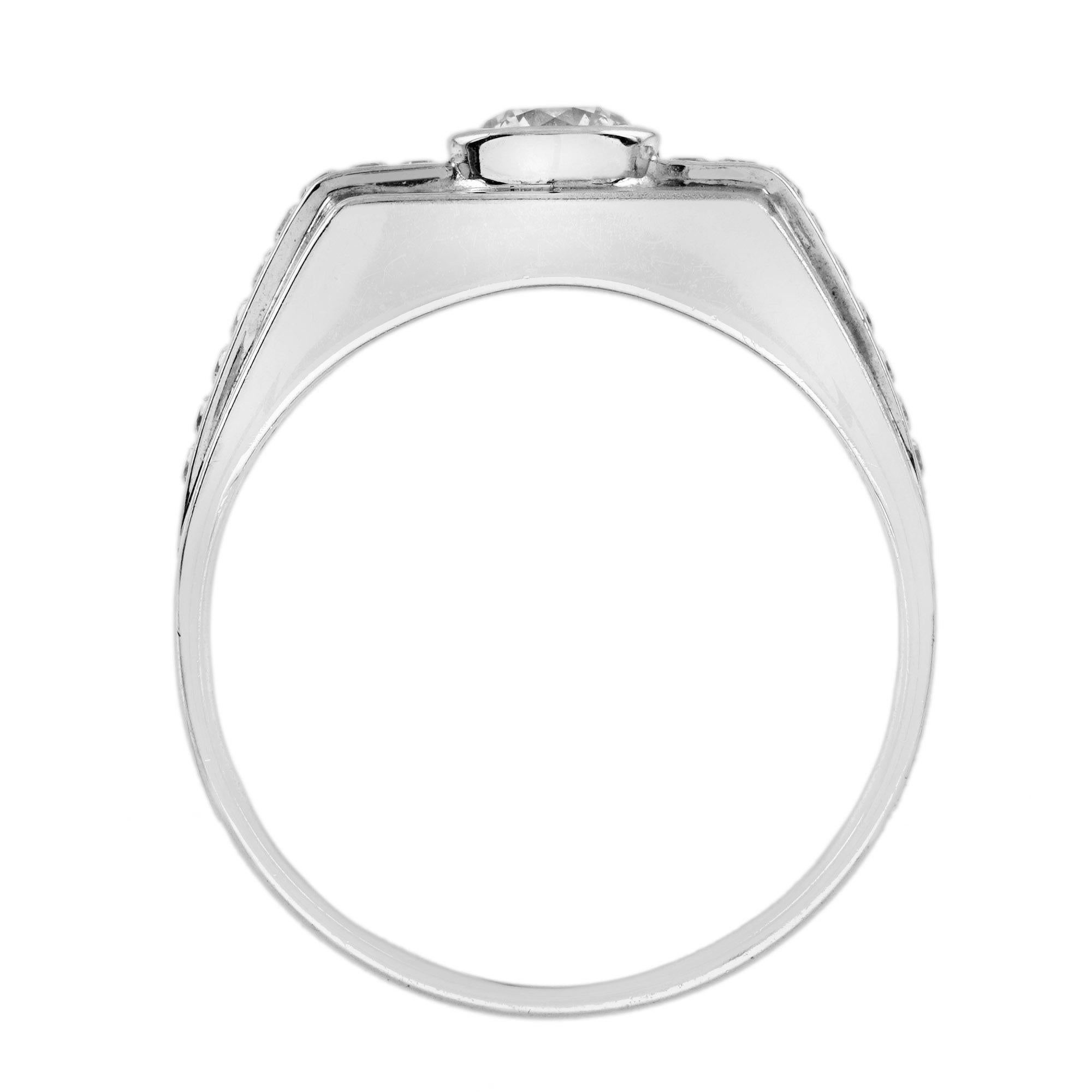Women's or Men's 0.47Ct. Diamond Men Band Ring in Platinum 950