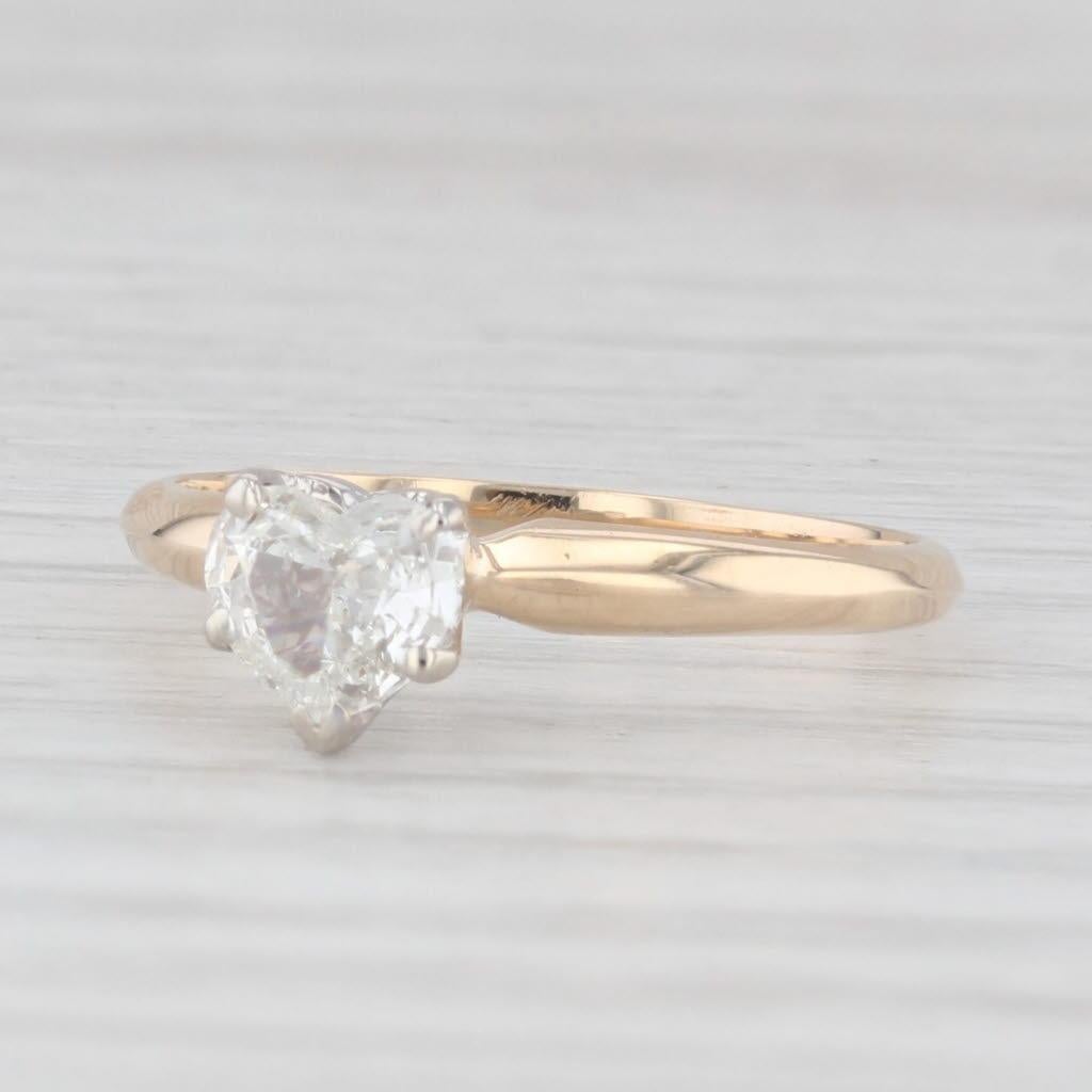 0.47ct Heart Diamond Solitaire Engagement Ring 14k Yellow Gold Size 5.75 For Sale 1