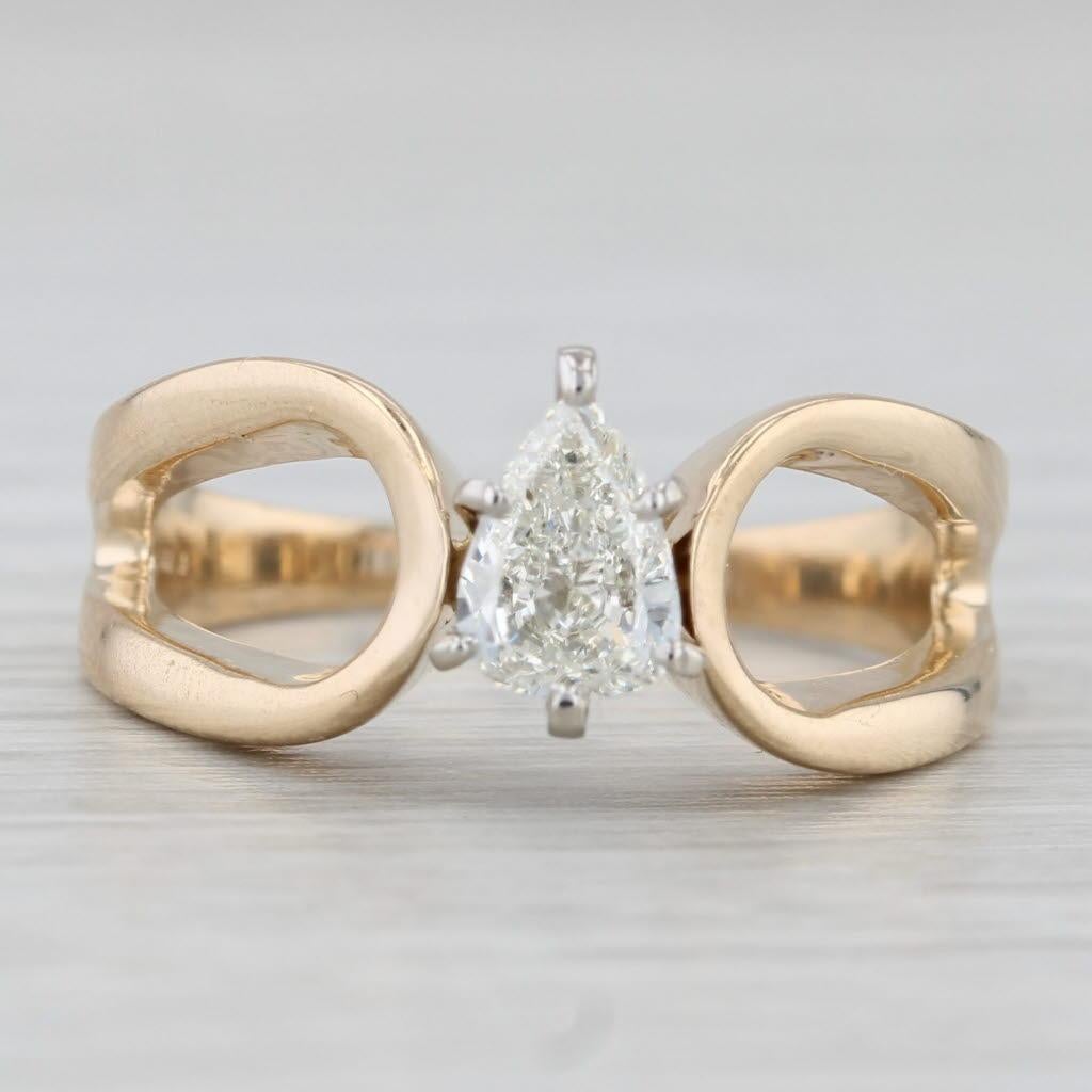0.47ct Pear Diamond Solitaire Engagement Ring 14k Yellow Gold Size 7 In Good Condition For Sale In McLeansville, NC