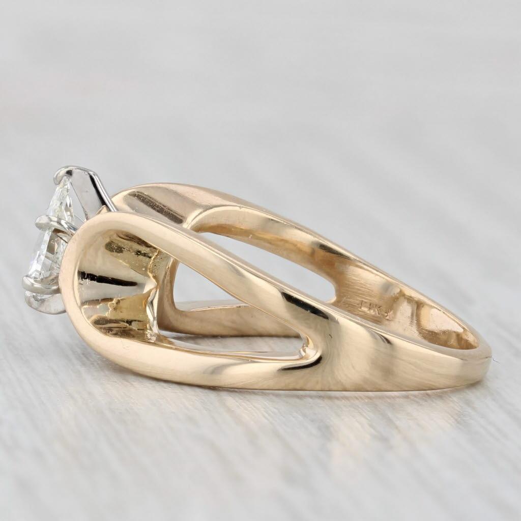 Women's or Men's 0.47ct Pear Diamond Solitaire Engagement Ring 14k Yellow Gold Size 7 For Sale