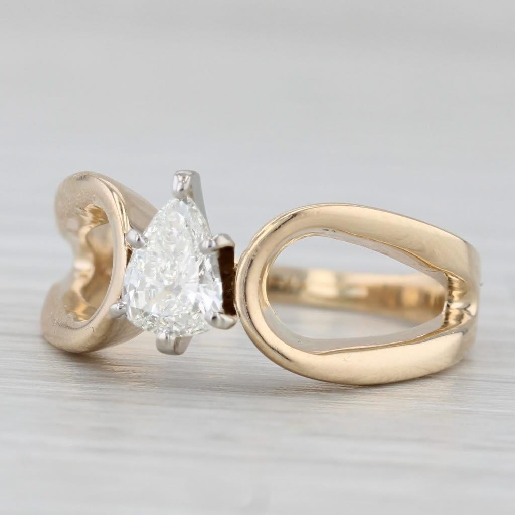 0.47ct Pear Diamond Solitaire Engagement Ring 14k Yellow Gold Size 7 For Sale 1