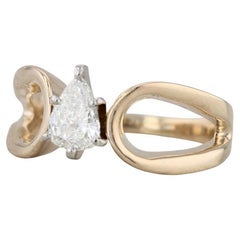 0.47ct Pear Diamond Solitaire Engagement Ring 14k Yellow Gold Size 7