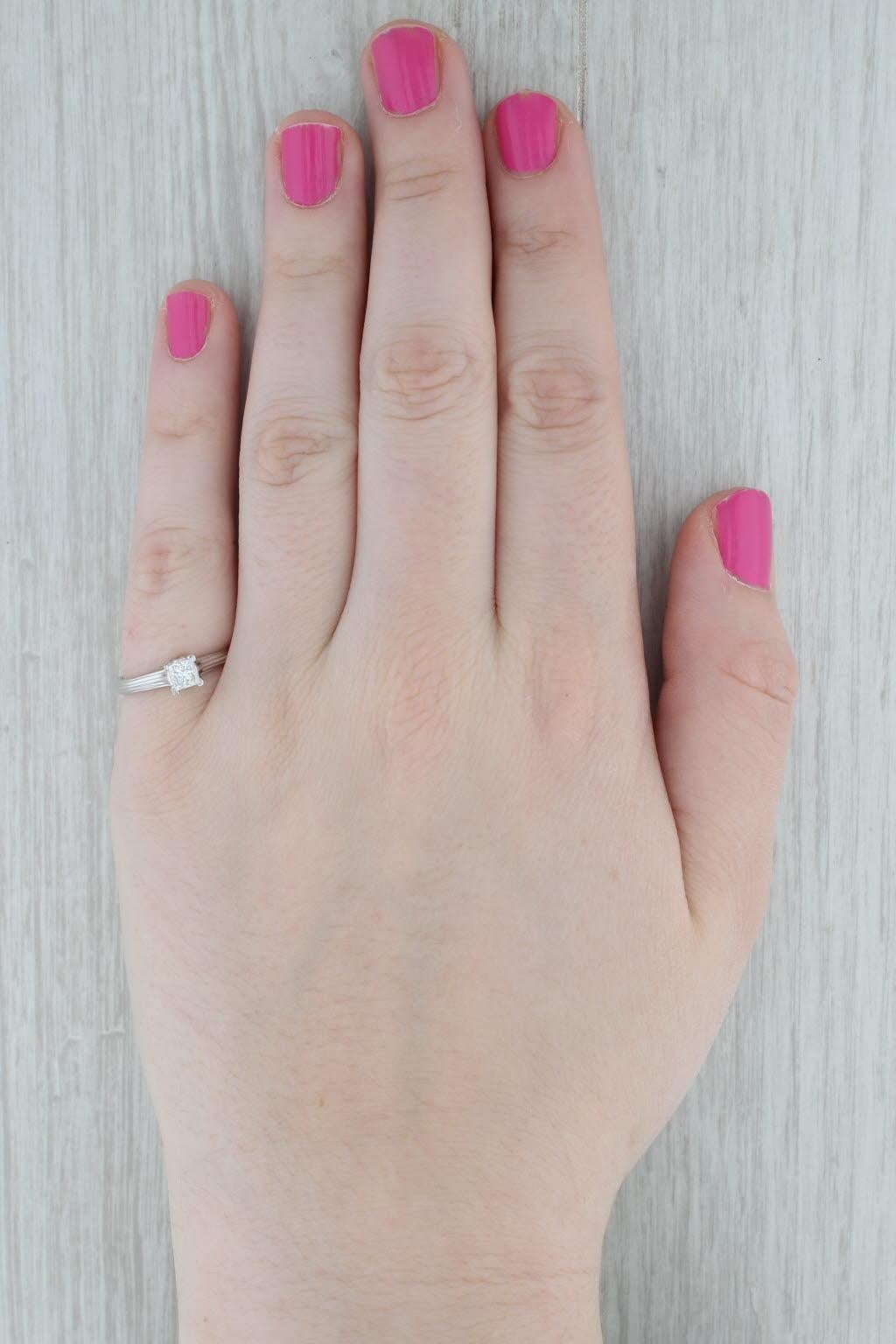 0.47ct Princesa Diamante Solitario Anillo de Compromiso Oro Blanco 18k Talla 6.75 en venta 3