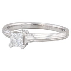 0.47ct Princess Diamond Solitaire Engagement Ring 18k White Gold Size 6.75