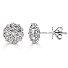 Orecchini a perno floreali con diamante taglio brillante rotondo da 0,47 ct.