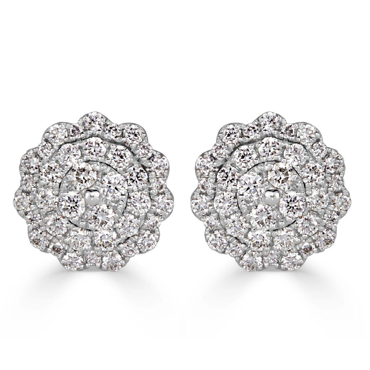 0.47ct Round Brilliant Cut Diamond Floral Stud Earrings