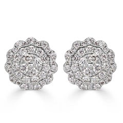 0.47ct Round Brilliant Cut Diamond Floral Stud Earrings