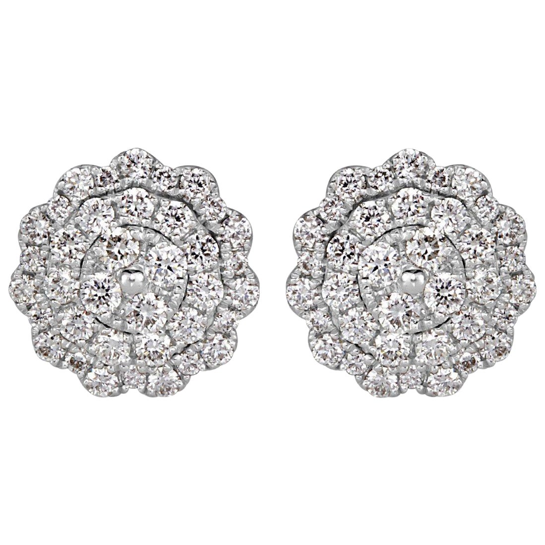 0.47ct Round Brilliant Cut Diamond Floral Stud Earrings