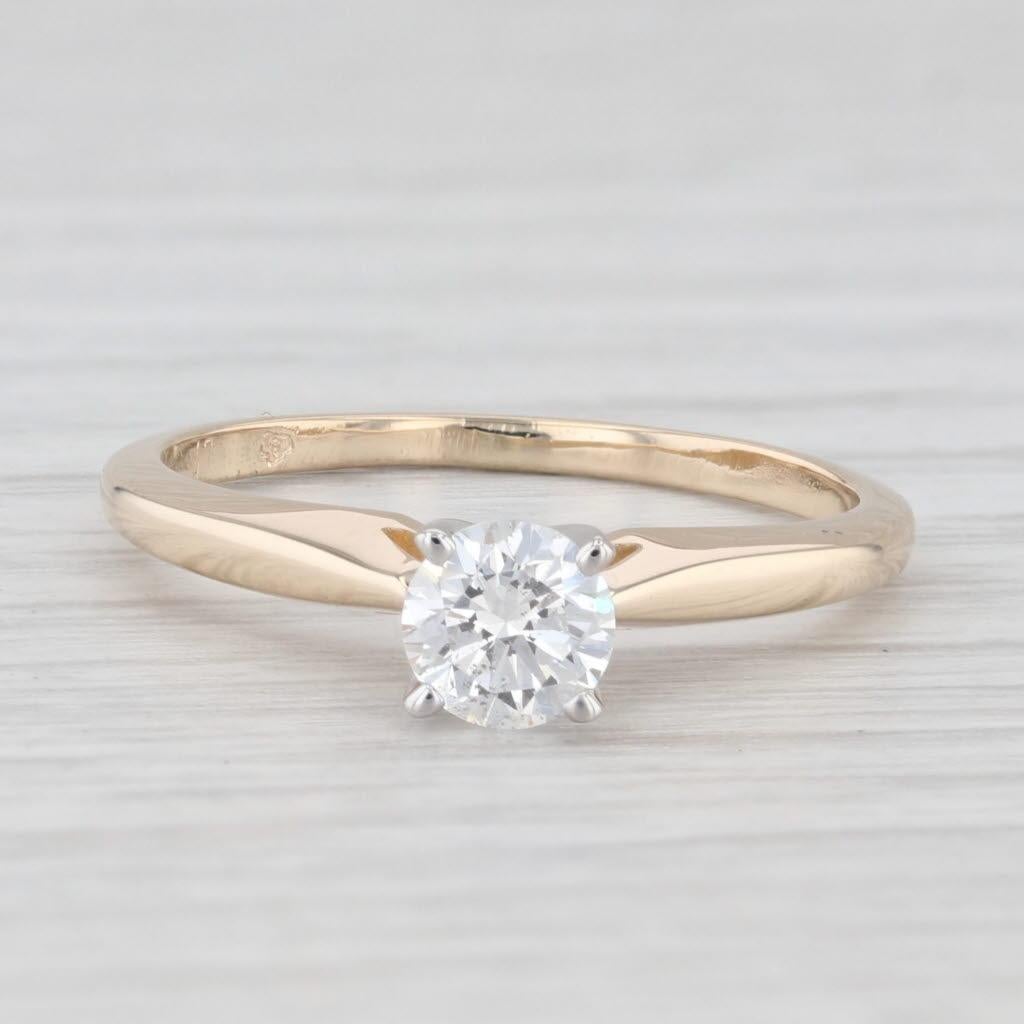 Women's 0.47ct Round Solitaire Diamond Engagement Ring 14k Yellow Gold Size 6.25 For Sale