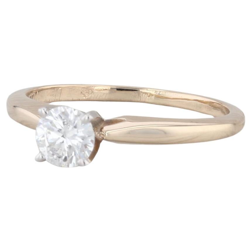 0.47ct Round Solitaire Diamond Engagement Ring 14k Yellow Gold Size 6.25 For Sale