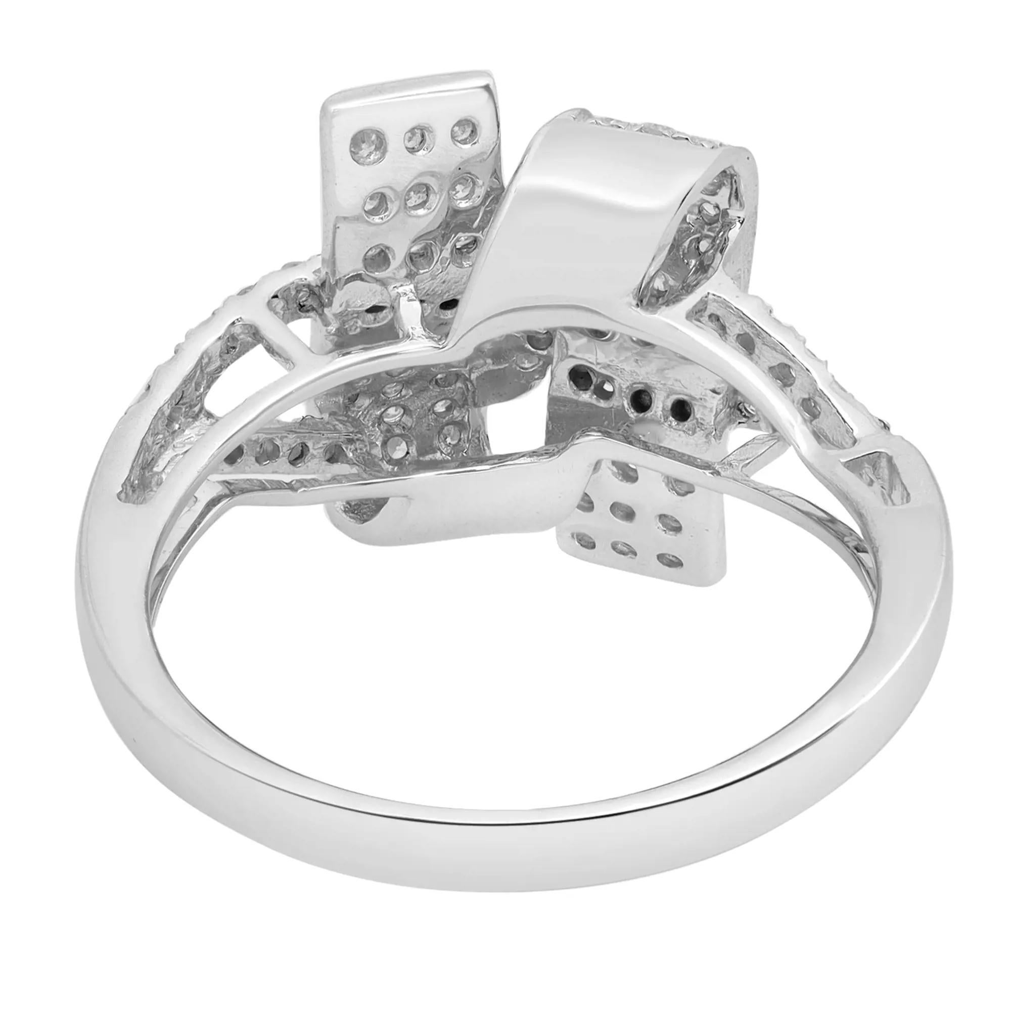 Modern 0.47 Carat Pave Set Round Cut Diamond Ladies Ring 14k White Gold For Sale