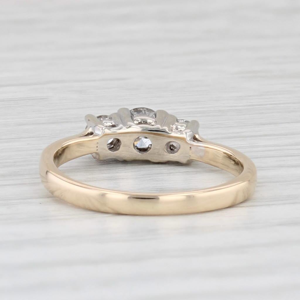 Women's 0.47ctw 3-Stone Diamond Engagement Ring 14k Gold Size 5 Round Brilliant For Sale