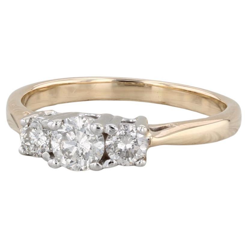 0.47ctw 3-Stone Diamond Engagement Ring 14k Gold Size 5 Round Brilliant For Sale