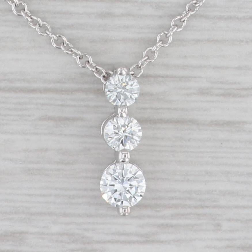 Gemstone Information:
- Natural Diamonds -
Total Carats - 0.47ctw
Cut - Round Brilliant
Color - G - H
Clarity - VS2

Metal: 18k White Gold
Weight: 2.6 Grams 
Stamps: 18k LSC (Leo Schachter)
Style: Cable Chain
Closure: Spring Ring Clasp
Chain Length: