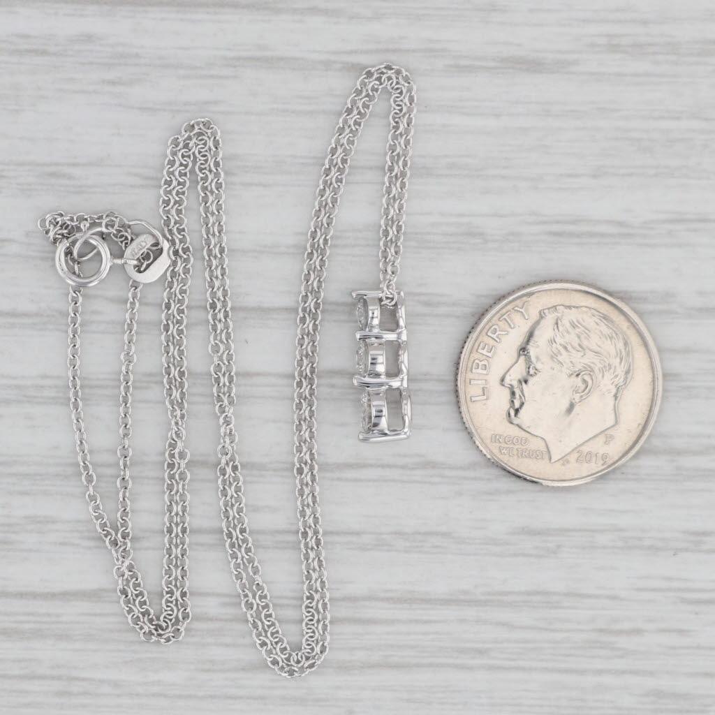 Women's 0.47ctw 3-Stone Diamond Journey Pendant Necklace 14k White Gold 18” Cable Chain For Sale