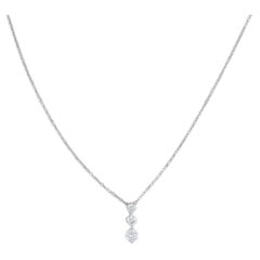 0.47ctw 3-Stone Diamond Journey Pendant Necklace 14k White Gold 18 Cable Chain