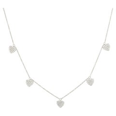 0.47ctw 5 Diamond Heart Station Necklace 14 Karat in Stock