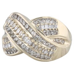 Bague cocktail croisée en or jaune 10 carats avec diamants 0,47 carat, taille 7