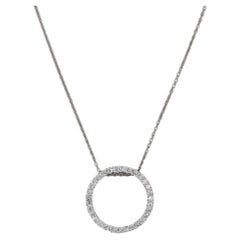 0.47ctw Diamond Eternity Circle Pendant Necklace 14k Gold 16.25" Cable Chain