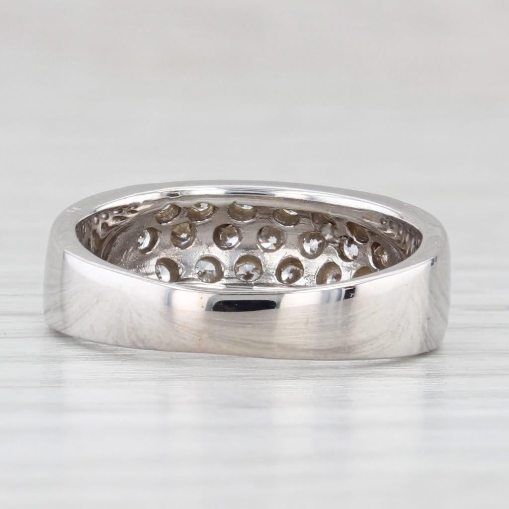 Taglio rotondo 0.47ctw Diamond Wedding Band 14k White Gold Size 5.5 Stackable Ring in vendita