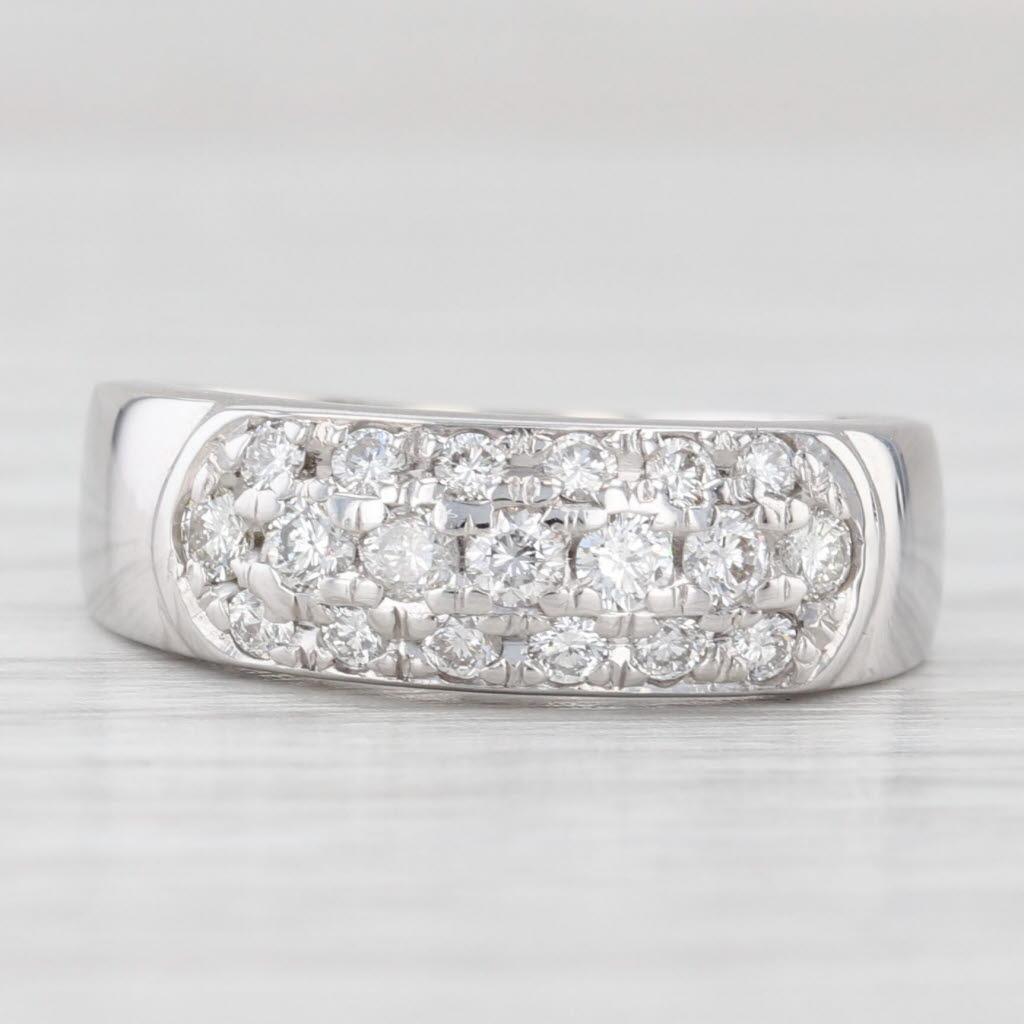 0.47ctw Diamond Wedding Band 14k White Gold Size 5.5 Stackable Ring In condizioni buone in vendita a McLeansville, NC