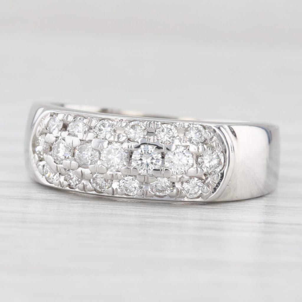 0.47ctw Diamond Wedding Band 14k White Gold Size 5.5 Stackable Ring in vendita 1