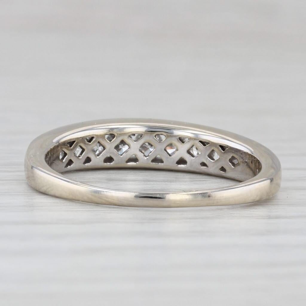 Round Cut 0.47ctw Diamond Wedding Band 14k White Gold Stackable Anniversary Ring Sz 8.75 For Sale