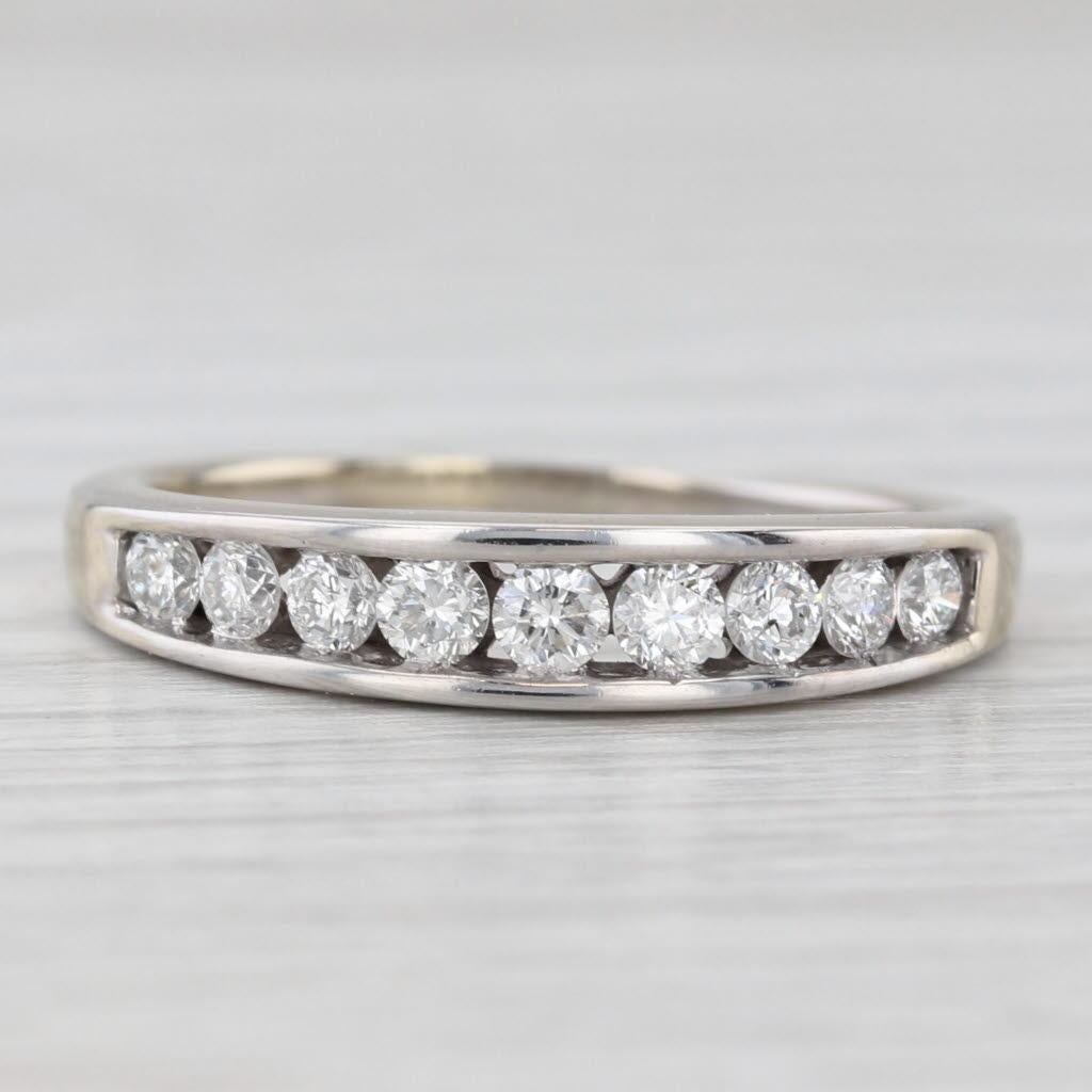 0.47ctw Diamond Wedding Band 14k White Gold Stackable Anniversary Ring Sz 8.75 In Good Condition For Sale In McLeansville, NC