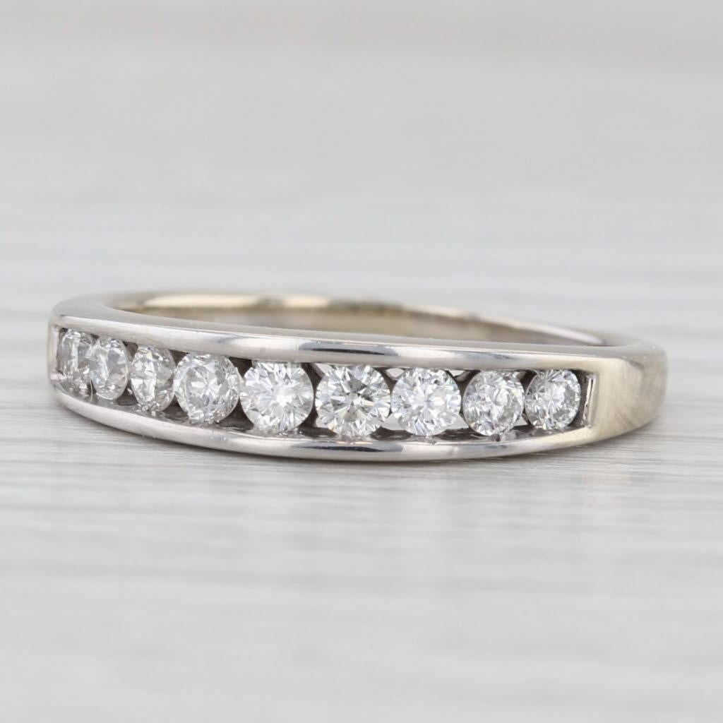 0.47ctw Diamond Wedding Band 14k White Gold Stackable Anniversary Ring Sz 8.75 For Sale 1