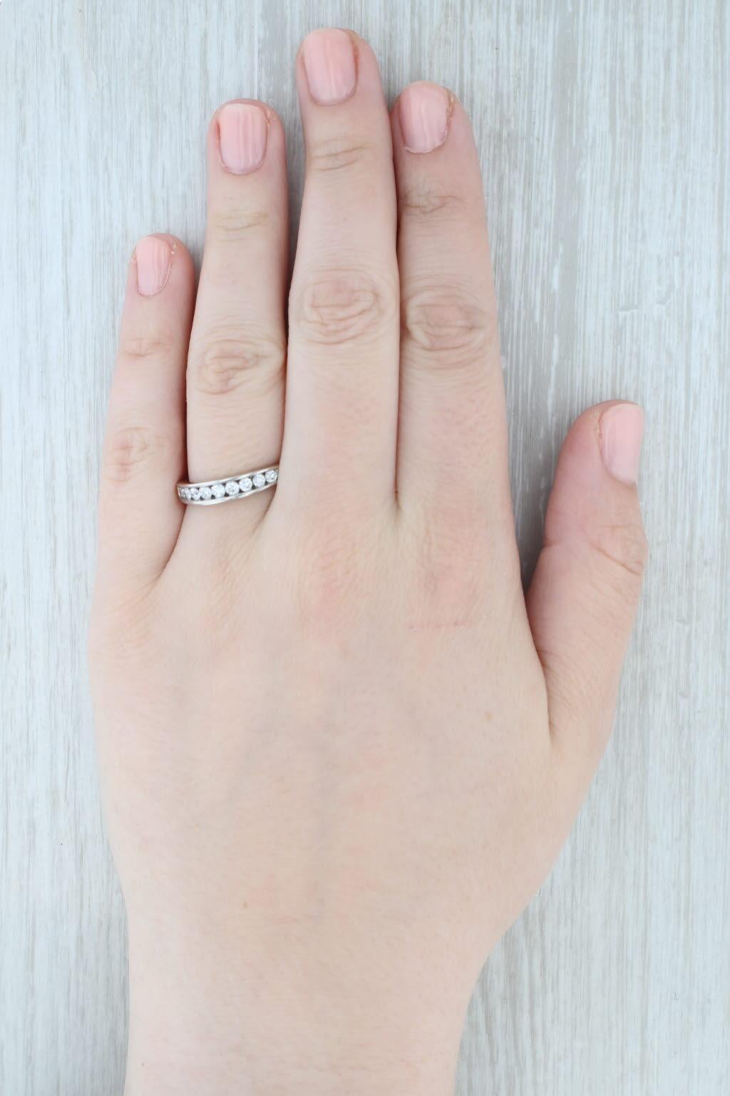 0.47ctw Diamond Wedding Band 14k White Gold Stackable Anniversary Ring Sz 8.75 For Sale 4