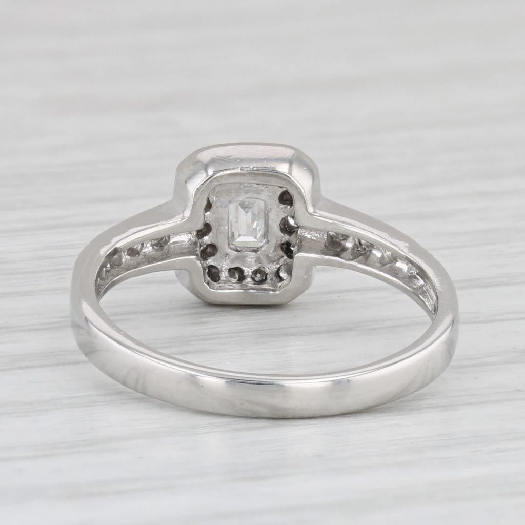 0.47ctw Emerald Cut Diamond Halo Engagement Ring 900 Platinum Size 5.75 In Good Condition In McLeansville, NC