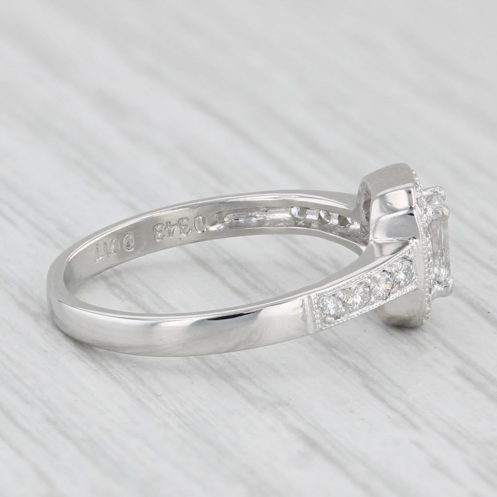 0.47ctw Emerald Cut Diamond Halo Engagement Ring 900 Platinum Size 5.75 2
