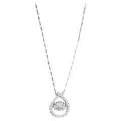 0.47ctw Diamond Floating Teardrop Pendant Necklace 14k White Gold 18" Chain