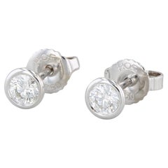 0.47ctw Hearts On Fire Stud Earrings 18k White Gold Round Solitaire Studs