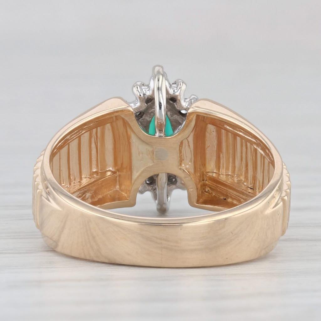 0,47ctw Lab erstellt Smaragd Diamant Halo Ring 14k Gold abgeschrägte Band Größe 6,5 (Marquiseschliff) im Angebot