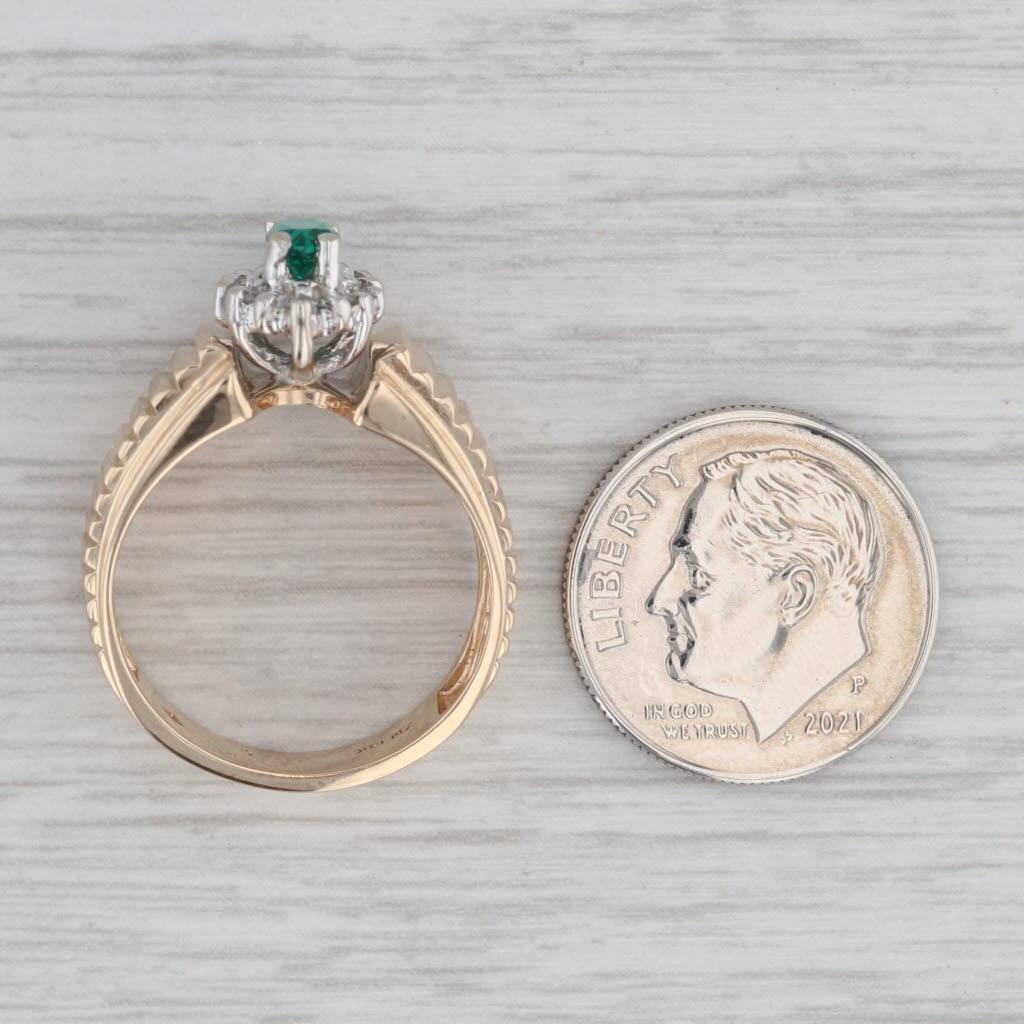 0,47ctw Lab erstellt Smaragd Diamant Halo Ring 14k Gold abgeschrägte Band Größe 6,5 im Angebot 2
