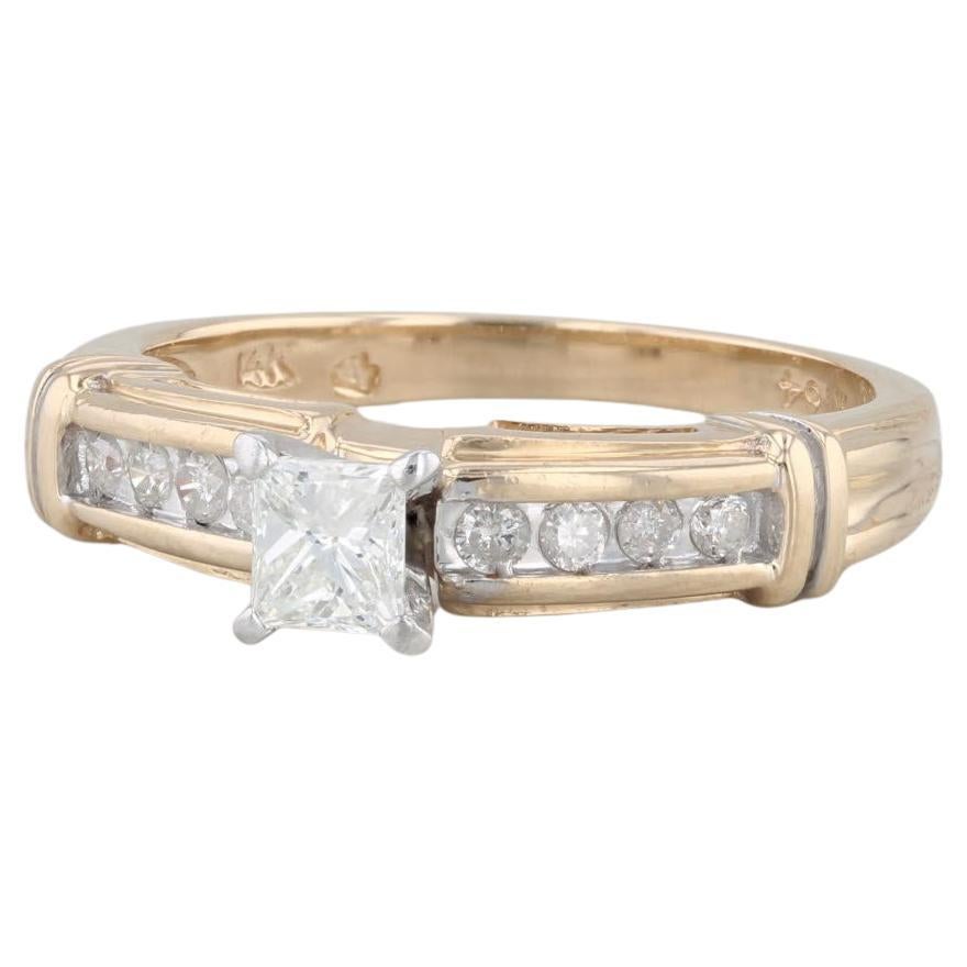 0.47ctw Princess Diamond Engagement Ring 14k Yellow Gold Size 7 For Sale
