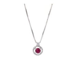 0.47ctw Ruby and Diamond Pendant Necklace, 14k White Gold, Length 20 Inches