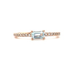 0.48 Carat Aquamarine Diamond Rose Gold Cocktail Band