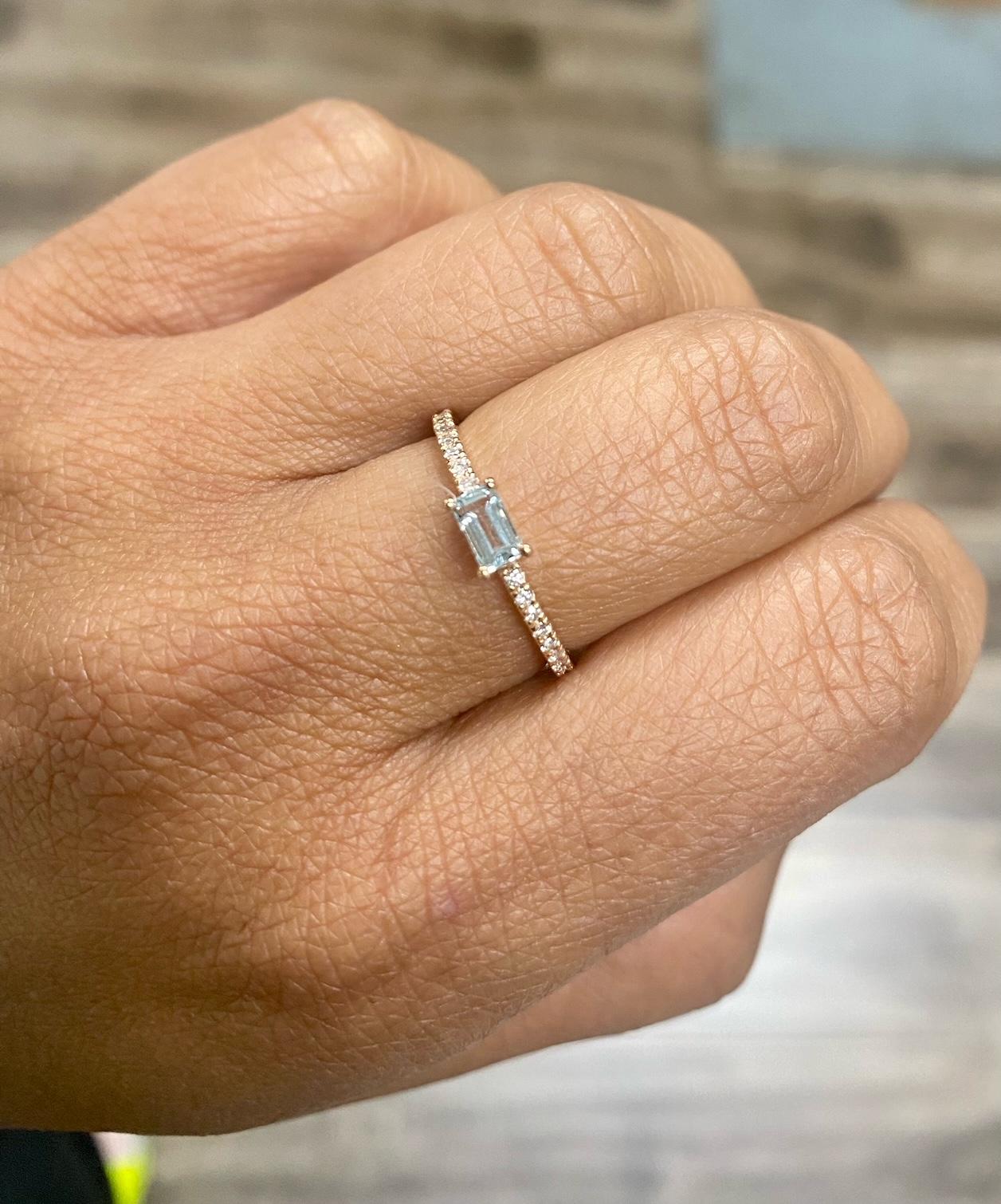 0.48 Carat Aquamarine Diamond Rose Gold Cocktail Band In New Condition For Sale In Los Angeles, CA