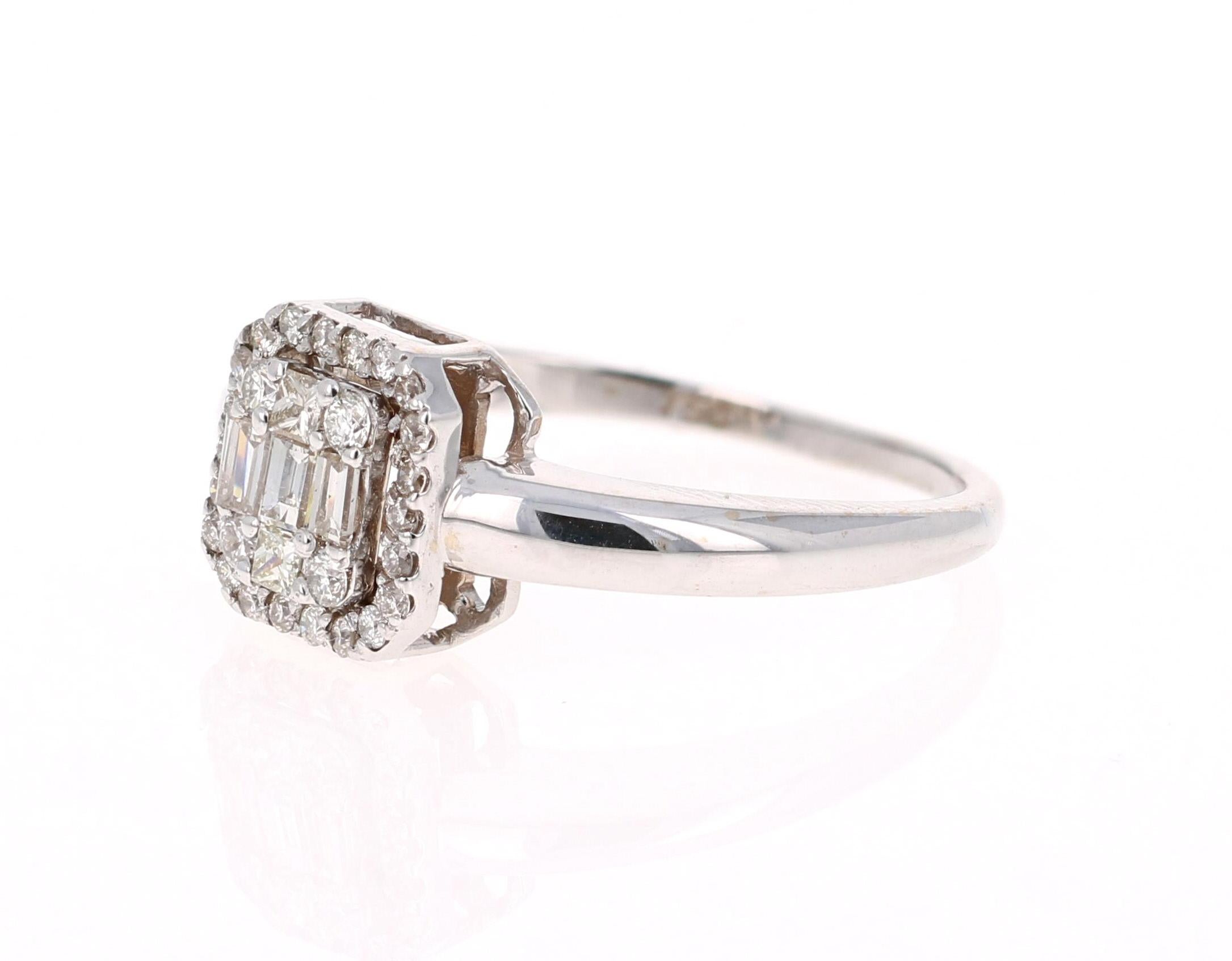 Contemporary 0.48 Carat Diamond 18 Karat White Gold Ring For Sale