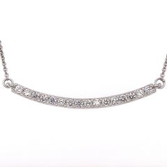 0.48 Carat Diamond Pave Bar Pendant Necklace in 14K White Gold on Chain