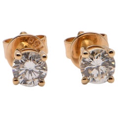 0.48 Carat Diamond Screw Back Studs in 18 Carat Yellow Gold
