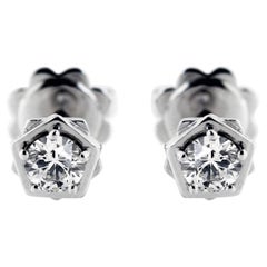0.48 Carat Diamonds set in 18Kt White Gold Leonardo Vitruvian Stud Earrings 