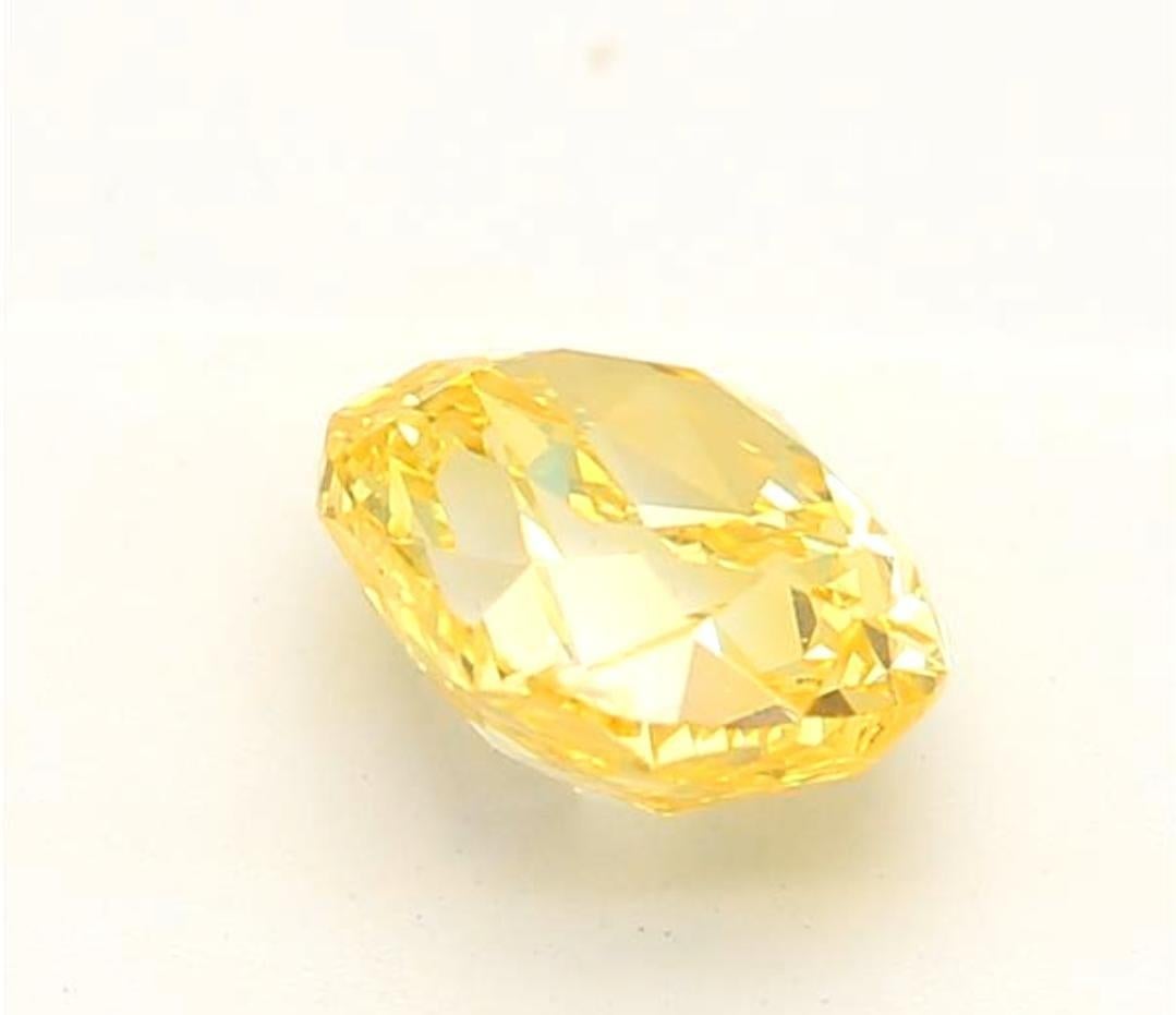 0.48 Carat Fancy Vivid Yellow Cushion Cut Diamond SI1 Clarity GIA Certified For Sale 1