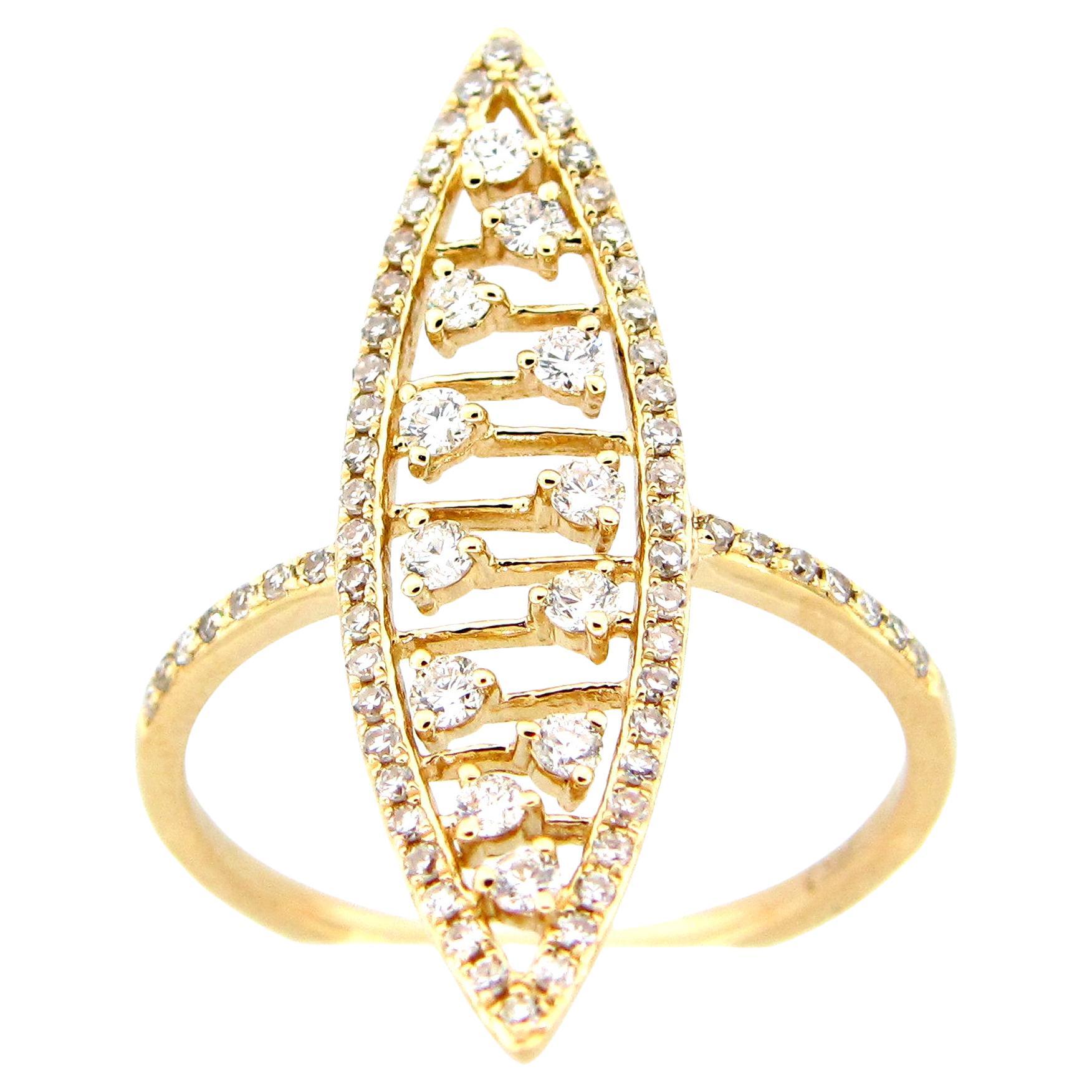 0.48 Carat Marquise Shape Diamond Yellow Gold Ring