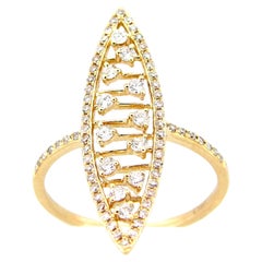 0.48 Carat Marquise Shape Diamond Yellow Gold Ring