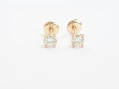 Natural 0.48ct Round Brilliant Diamond Stud Earrings in 14K Gold
