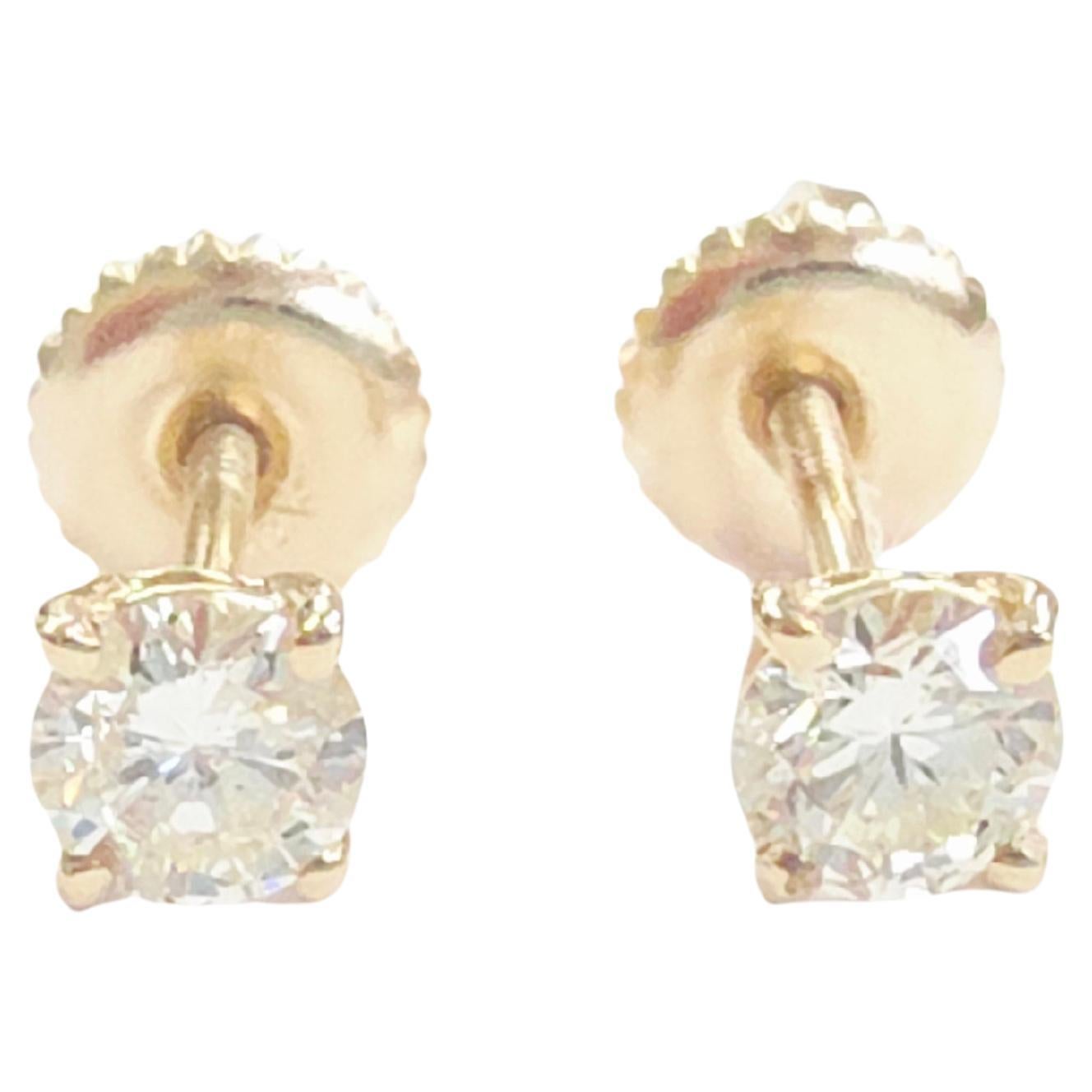 Borchie con diamanti tondi brillanti Nature da 0,48 carati in oro giallo 14 carati