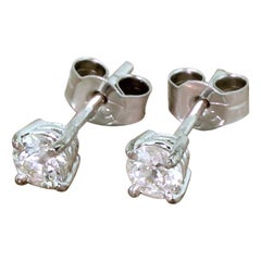 0.48 Carat Old Cut Diamond Stud Earrings